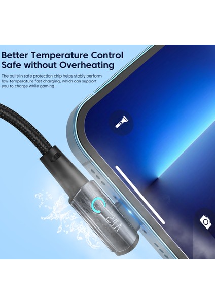 Usb-A-Lightning Dik Açılı Şarj Veri Kablosu, 2,4A, 2m-Siyah (Yurt Dışından) fırsatları