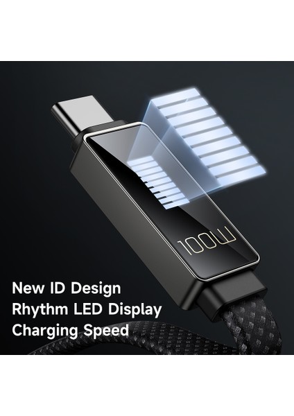 iPhone 15 Serisi için Ritim Serisi 1,2 M Pd 100 W Tip-C'den Tip-C'ye Veri Kablosu, 9 Seviyeli Işık Ekranı, Siyah (Yurt Dışından)