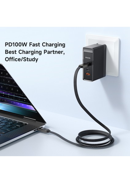 iPhone 15 Serisi için Ritim Serisi 1,2 M Pd 100 W Tip-C'den Tip-C'ye Veri Kablosu, 9 Seviyeli Işık Ekranı, Siyah (Yurt Dışından)