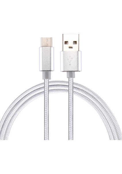 iPhone 15 Serisi için 0,5 M Dokuma Doku Tip-C USB Ters Çevrilebilir Kablo, Samsung Note 8/s8/s8 Plus Vb. için-Beyaz (Yurt Dışından)