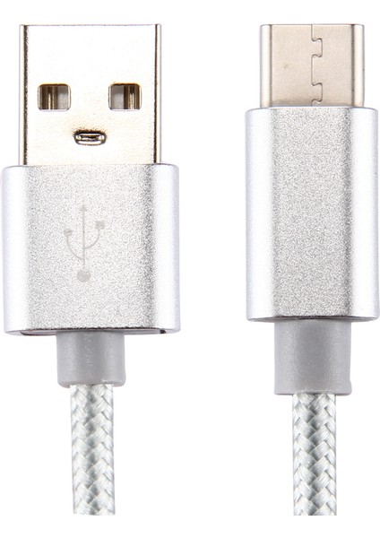 iPhone 15 Serisi için 0,5 M Dokuma Doku Tip-C USB Ters Çevrilebilir Kablo, Samsung Note 8/s8/s8 Plus Vb. için-Beyaz (Yurt Dışından)