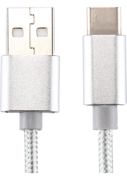 iPhone 15 Serisi için 0,5 M Dokuma Doku Tip-C USB Ters Çevrilebilir Kablo, Samsung Note 8/s8/s8 Plus Vb. için-Beyaz (Yurt Dışından)