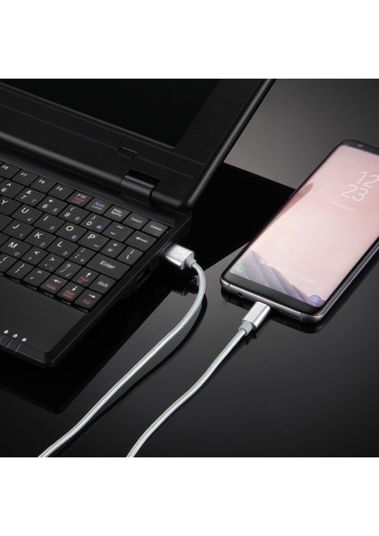 iPhone 15 Serisi için 0,5 M Dokuma Doku Tip-C USB Ters Çevrilebilir Kablo, Samsung Note 8/s8/s8 Plus Vb. için-Beyaz (Yurt Dışından)