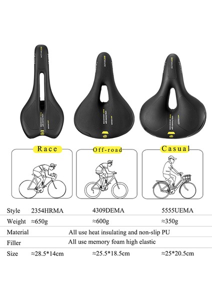 Yarış Stili Stili Selle Royal Rahat Bisiklet Koltuğu Nefes Alabilen Yağmur Geçirmez Pu Top Şok Emici Yarış Mtb Bisiklet Koltuğu Hafıza Süngeri Yumuşak Koltuk Koltuğu (Yurt Dışından) modelleri