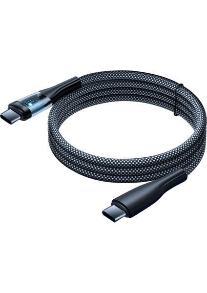 iPhone 15 Serisi için 1,2 M 100 W Hızlı Şarj Kablosu Tip-C'den Tip-C'ye Veri Iletimi Şeffaf Örgülü Kablo (Yurt Dışından)