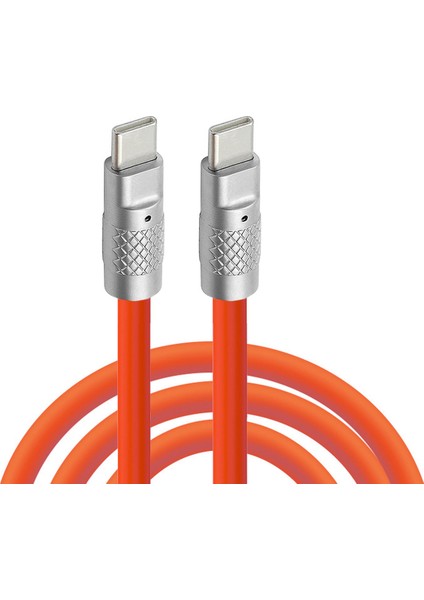 iPhone 15 Serisi için UC-003-0R-2.0M 2m USB Type C-USB-C 120W Hızlı Şarj Kablosu Ultra Yumuşak Sıvı Silikon Veri Kablosu-Turuncu (Yurt Dışından)