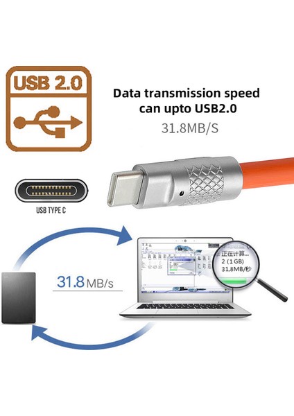 iPhone 15 Serisi için UC-003-0R-2.0M 2m USB Type C-USB-C 120W Hızlı Şarj Kablosu Ultra Yumuşak Sıvı Silikon Veri Kablosu-Turuncu (Yurt Dışından) indirimleri