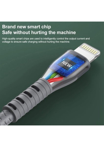 1,5m 2,4A Hızlı Şarj Veri Kablosu Usb'den 8 Pimli Esnek Ka Kabloya-Gri (Yurt Dışından)