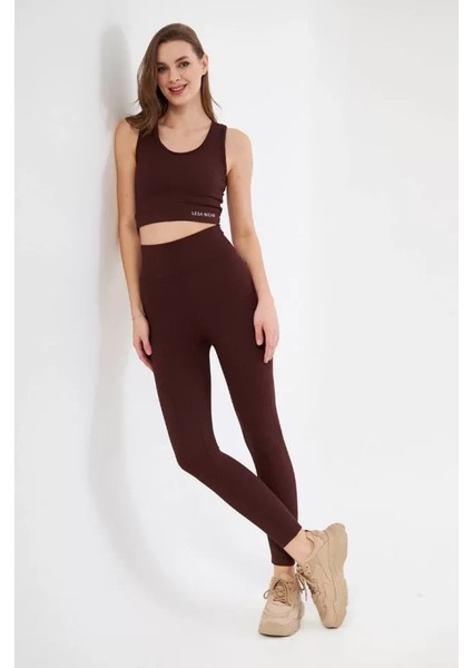 Tua Moda Crop Tayt Ikili Spor Takımı - Bordo