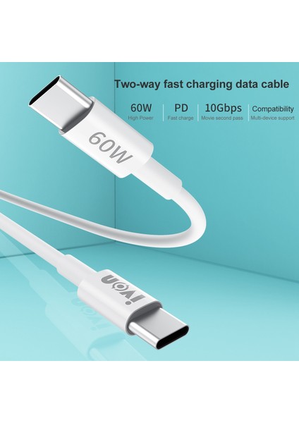 iPhone 15 Serisi için 1m 60W Pd Tip-C'den Tip-C'ye Hızlı Şarj Kablosu Veri Kablosu (Yurt Dışından)