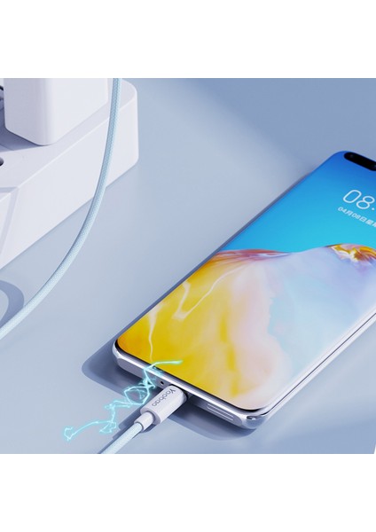 iPhone 15 Serisi için 2m Usb'den Type-C'ye Şarj Hattı Naylon Örgülü 66W Hızlı Şarj Veri Iletim Kablosu-Mavi (Yurt Dışından)