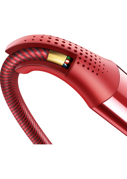 iPhone 15 Serisi için 100W Type-C-Type-C Firefox Serisi Hızlı Şarj Kablosu Dirsek Tasarımlı Veri Kablosu, 1,2 Metre-Kırmızı (Yurt Dışından)