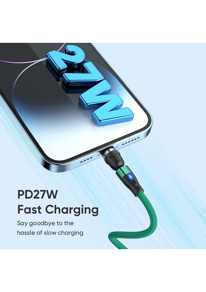 1m Pd 60W Manyetik Şarj Kablosu 2'si 1 Arada Tip-C-8 Pim + Tip-C Veri Aktarım Kablosu, LED Işıklı-Kırmızı (Yurt Dışından)