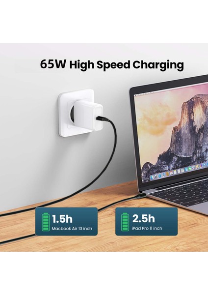 iPhone 15 Serisi için UC-072-BK-2.0M 65W Hızlı Şarj Kablosu Tip-C Erkek-Tip-C Erkek USB 2.0 Veri Kablosu-Siyah (Yurt Dışından)