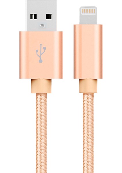 iPhone 7 Plus/7 Vb. için 2A Metal Lightning USB Şarj Senkronizasyonu Dokuma Kablo 1m-Altın (Yurt Dışından)