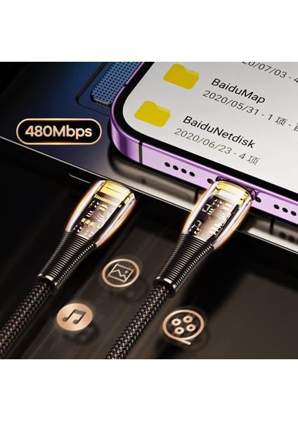 Seriyi Keşfedin Cyberpunk 1,2 M Pd Hızlı Şarj Kablosu 20W Type-C-Iphone için Lightning Veri Iletim Kablosu Kablosu-Mavi (Yurt Dışından)