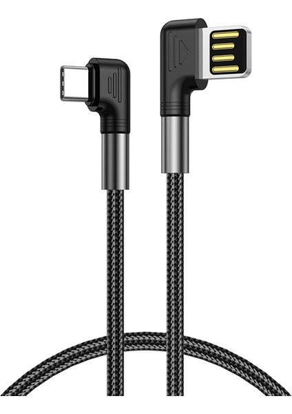 iPhone 15 Serisi için 1 M Usb'den Tip-C'ye 90 Derece Dirsek Veri Kablosu 3A Hızlı Şarj Naylon Örgülü Tel (Yurt Dışından)