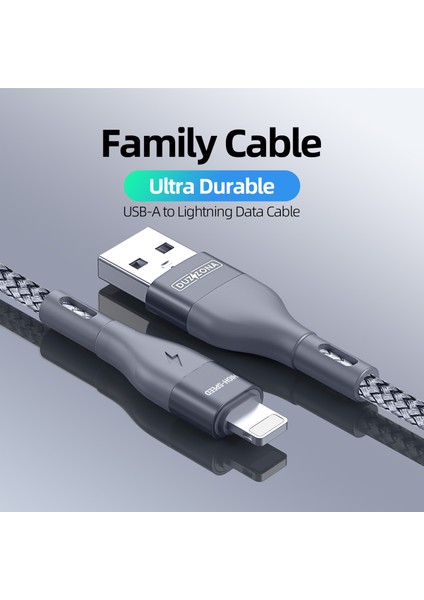 2m Usb-A-Lightning 2.4A Şarj Kablosu Naylon Örgülü Veri Iletim Kablosu (Yurt Dışından)