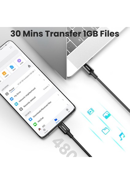 iPhone 15 Serisi için 1 M 100 W 5A Tip-C-Tip-C Veri Kablosu Pd Macbook/ipad Pro için Hızlı Şarj Veri Aktarım Kablosu (Yurt Dışından)