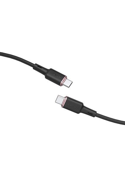 iPhone 15 Serisi için Usb-C-Usb-C Çinko Alaşımlı Fiş Silikon Şarj Veri Kablosu 1,2 M-Siyah (Yurt Dışından)