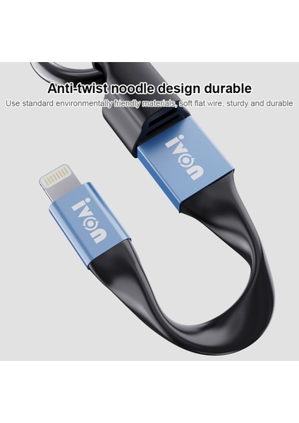 14,5 cm Taşınabilir 3.1A Hızlı Şarj Kablosu Usb-8 Pinli Veri Kablosu, Anahtarlık-Gri (Yurt Dışından)