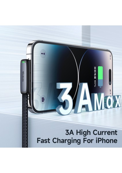 Mdd 1.8m Dirsek Açılı Usb'den Yıldırıma 3A Hızlı Şarj Kablosu Naylon Örgülü 480MBPS Veri Iletim Kablosu-Siyah (Yurt Dışından) fırsatları