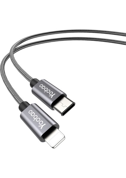 iPhone 15 Serisi için 1,2m Pd 20W Tip-C-Iphone Örgülü Tel Veri Kablosu için Yıldırım Şarj Kablosu-Siyah (Yurt Dışından)