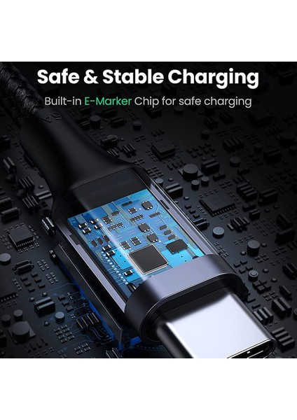 iPhone 15 Serisi için 2 M USB C Kablosu 100 W Pd Hızlı Şarj Kablosu Tip-C Erkek-Tip-C Erkek 90 Derece Dirsek Veri Kablosu (Yurt Dışından)