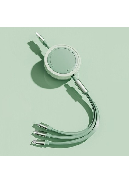 3'ü 1 Arada Tip-C/lightning/mikro USB Geri Çekilebilir Veri Kablosu 66W Hızlı Şarj Kablosu-Yeşil (Yurt Dışından)