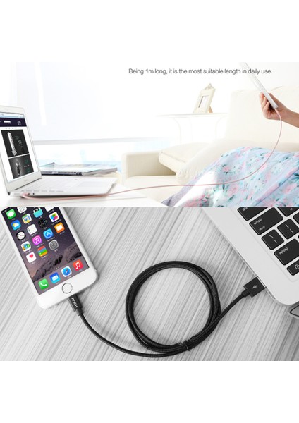 2A Lightning 8pin USB Şarj Veri Kablosu iPhone 7 Plus/7 Vb için 2m Dokuma Kablo-Gümüş (Yurt Dışından)