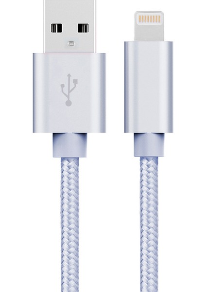 2A Lightning 8pin USB Şarj Veri Kablosu iPhone 7 Plus/7 Vb için 2m Dokuma Kablo-Gümüş (Yurt Dışından)