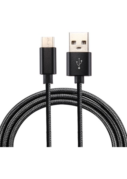 iPhone 15 Serisi için 2m Dokuma Doku Tip-C Samsung Note 8/s8/s8 Plus Vb. için USB Ters Çevrilebilir Telefon Kablosu-Siyah (Yurt Dışından)