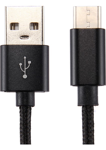 iPhone 15 Serisi için 2m Dokuma Doku Tip-C Samsung Note 8/s8/s8 Plus Vb. için USB Ters Çevrilebilir Telefon Kablosu-Siyah (Yurt Dışından)