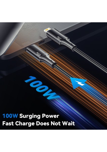 100W 2'si 1 Arada 1,2 M Hızlı Şarj Veri Kablosu Tip-C'den Tip-C'ye + Gösterge Işığı ile Ip Şarj Kablosu-Mavi (Yurt Dışından) fiyatları