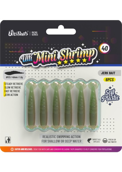 Mini Shrimp 40, Silikon Karides 40MM 1.3gr 6 Adet