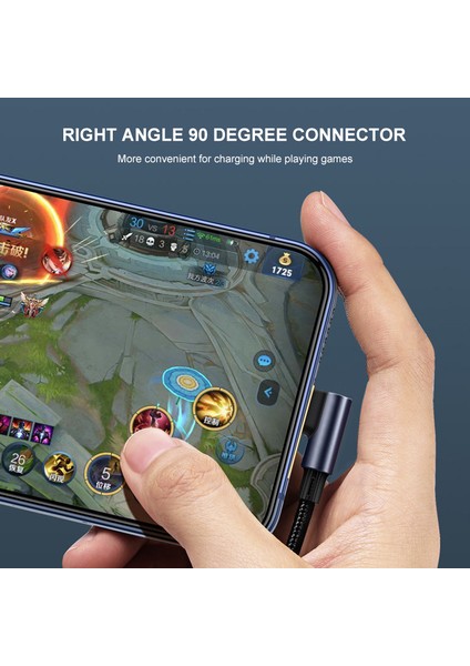 1m Type-C'den Dirsek Lightning Pd 20W 3A Telefon Hızlı Şarj Kablosu Naylon Örgülü Veri Kablosu-Siyah (Yurt Dışından) fırsatları