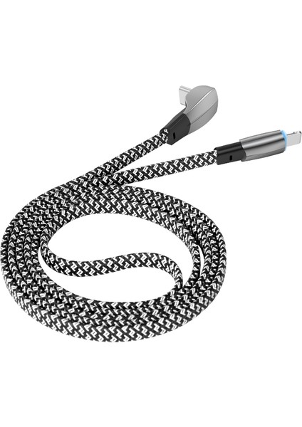 2m Usb-C-Yıldırım 3A Hızlı Şarj Kablosu Dirsek Tasarımı 480MBPS Iletim Veri Kablosu Teli (Yurt Dışından)