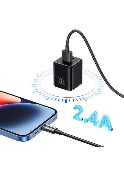 1m Şarj Kablosu Usb'den Lightning'e 2,4A Hızlı Şarj Veri Kablosu-Beyaz (Yurt Dışından) fırsatları
