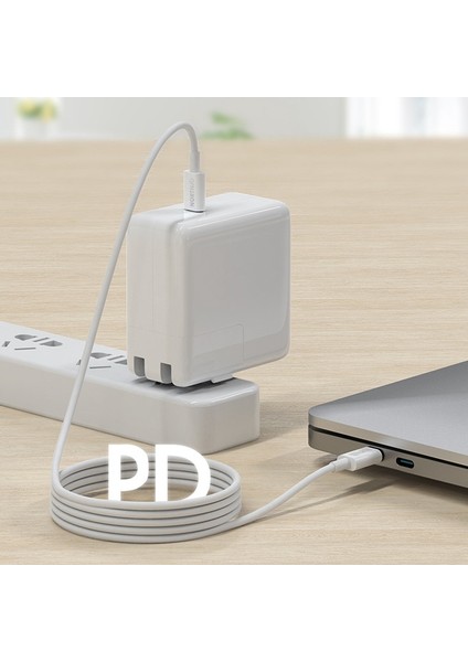 iPhone 15 Serisi için 2m Pd 100W Tip-C-Tip-C Telefon Tablet Dizüstü Bilgisayar E-Marker Çipli Hızlı Şarj Veri Kablosu-Beyaz (Yurt Dışından)