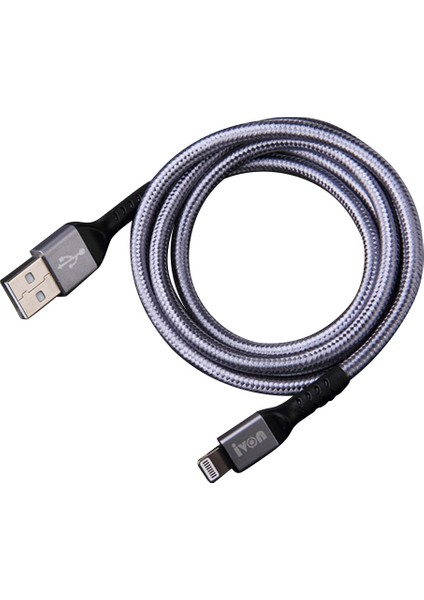 iPhone 2.1A Hızlı Şarj Aleti Veri Aktarım Kablosu için 1m Usb'den Yıldırıma 8 Pinli Şarj Kablosu Örgülü Tasarım-Gri (Yurt Dışından)
