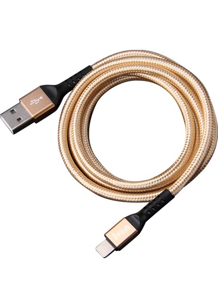 iPhone 2.1A Hızlı Şarj Aleti Veri Aktarım Kablosu için 1m Usb'den Yıldırıma 8 Pinli Şarj Kablosu Örgülü Tasarım-Altın (Yurt Dışından)