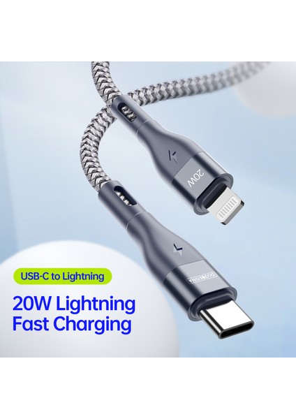 3 M Usb-C-Yıldırım Hızlı Şarj Kablosu Naylon Örgülü Pd 20W Veri Kablosu-Gri (Yurt Dışından) modelleri
