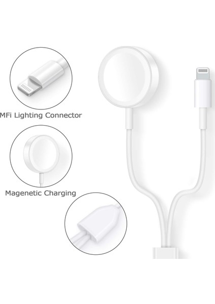 2'si 1 Arada Lightning 8 Pin + Manyetik Şarj Ünitesi Y Splitter iPhone Ipod iPad Iwatch için Şarj Kablosu (Yurt Dışından)