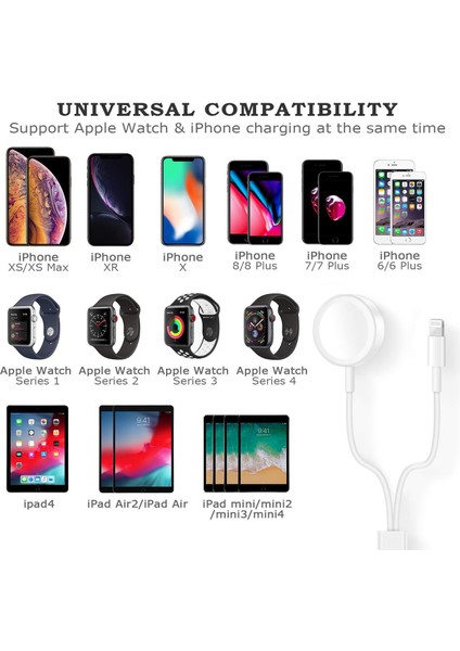 2'si 1 Arada Lightning 8 Pin + Manyetik Şarj Ünitesi Y Splitter iPhone Ipod iPad Iwatch için Şarj Kablosu (Yurt Dışından)