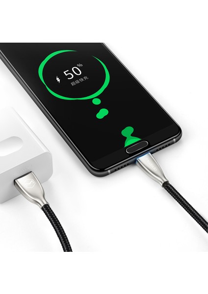 iPhone 15 Serisi Için 1m Naylon Örgülü Tip-C 5A Huawei Xiaomi Için Hızlı Şarj Veri Senkronizasyon Kablosu-Siyah (Yurt Dışından)