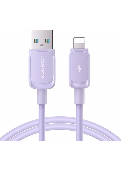 Çok Renkli Seri 1,2m 2,4A Hızlı Şarj Usb-A-Lightning Kablosu Tpe Veri Kablosu-Mor (Yurt Dışından)