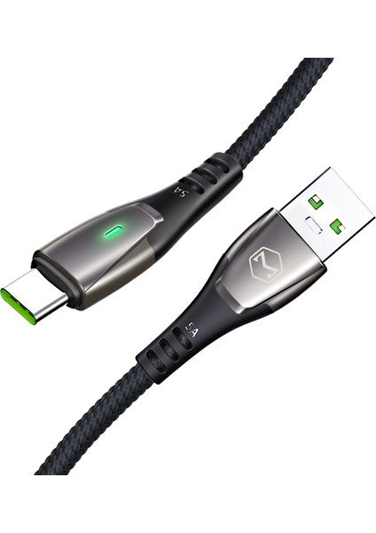 iPhone 15 Serisi için 1.5m Akıllı Otomatik Bağlantı Kesme Naylon Örgülü USB Tip-C Veri Şarj Kablosu, Samsung Huawei için-Siyah (Yurt Dışından)