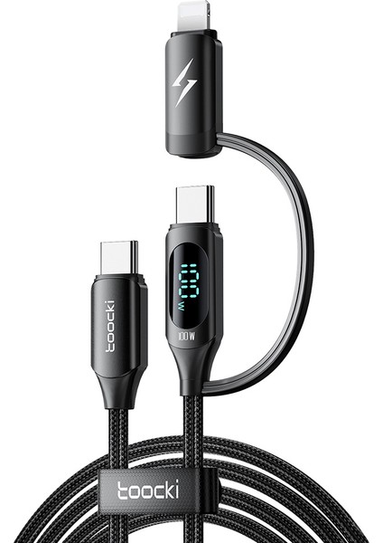 2'si 1 Arada Dijital Ekran Veri Kablosu Type-C-Type-C/ip, 100W Hızlı Şarj Kablosu, 1 Metre (Yurt Dışından)