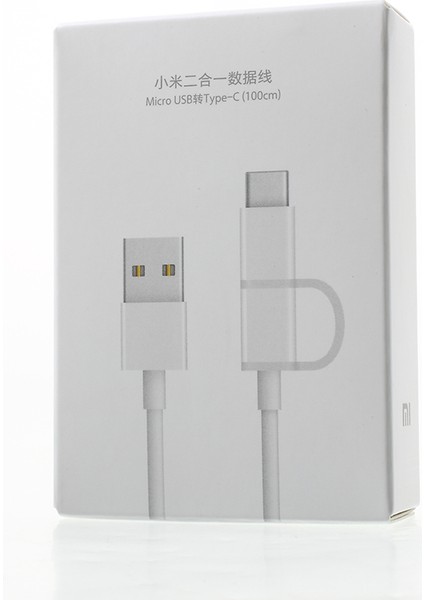 Mi 5s/redmi 4 Vb. Için 1 M 2'si 1 Arada Veri Şarj Kablosu Tip C + Mikro Usb-Beyaz (Yurt Dışından)