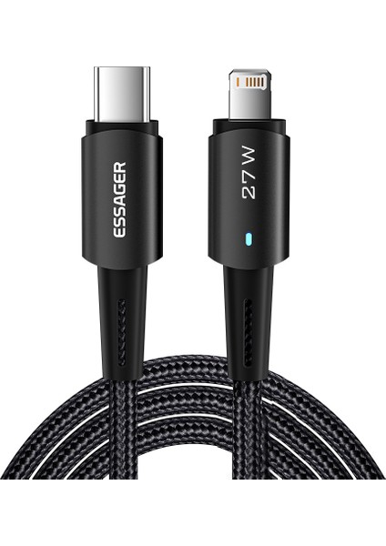 3 M Cep Telefonu Şarj Kablosu 27 W iPhone Dolaşmayan Örgülü USB C-Ip Veri Iletimi Hızlı Şarj Kablosu (Yurt Dışından)